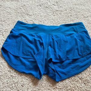 Blue Lululemon Speed Up low rise shorts. 2.5 inseam